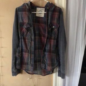Small LA hearts flannel from pac sun w/ hood